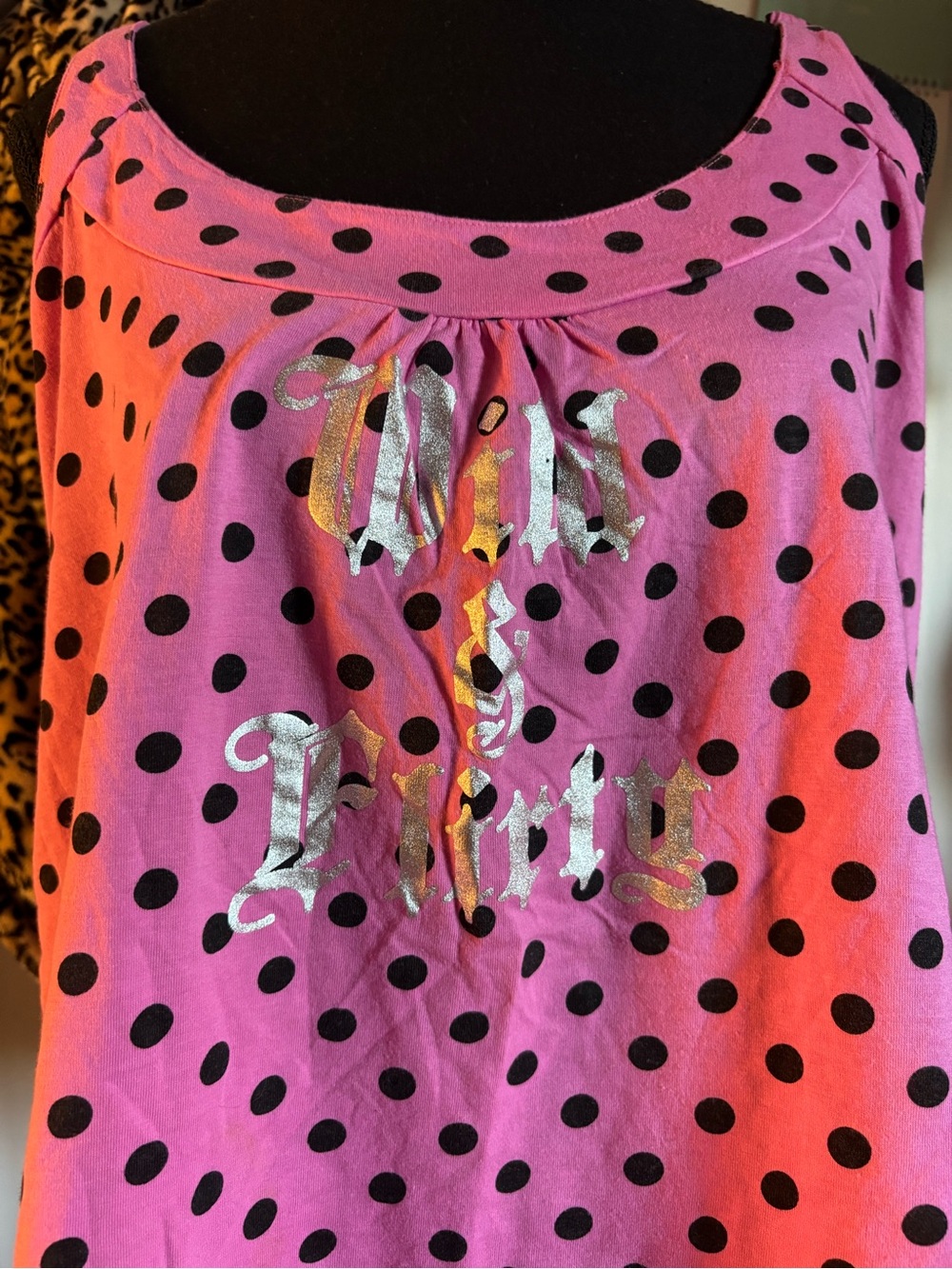 y2k “wild and flirty”Pink Polka Dot Graphic Tank
